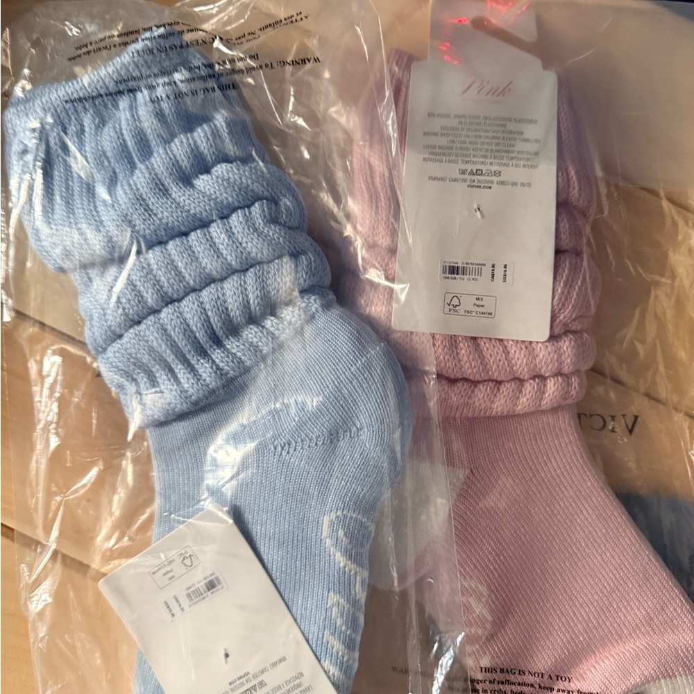 1 Pair- ONLY —BLUE Victoria's Secret PINK Slouch Socks- - Picture 4 of 11